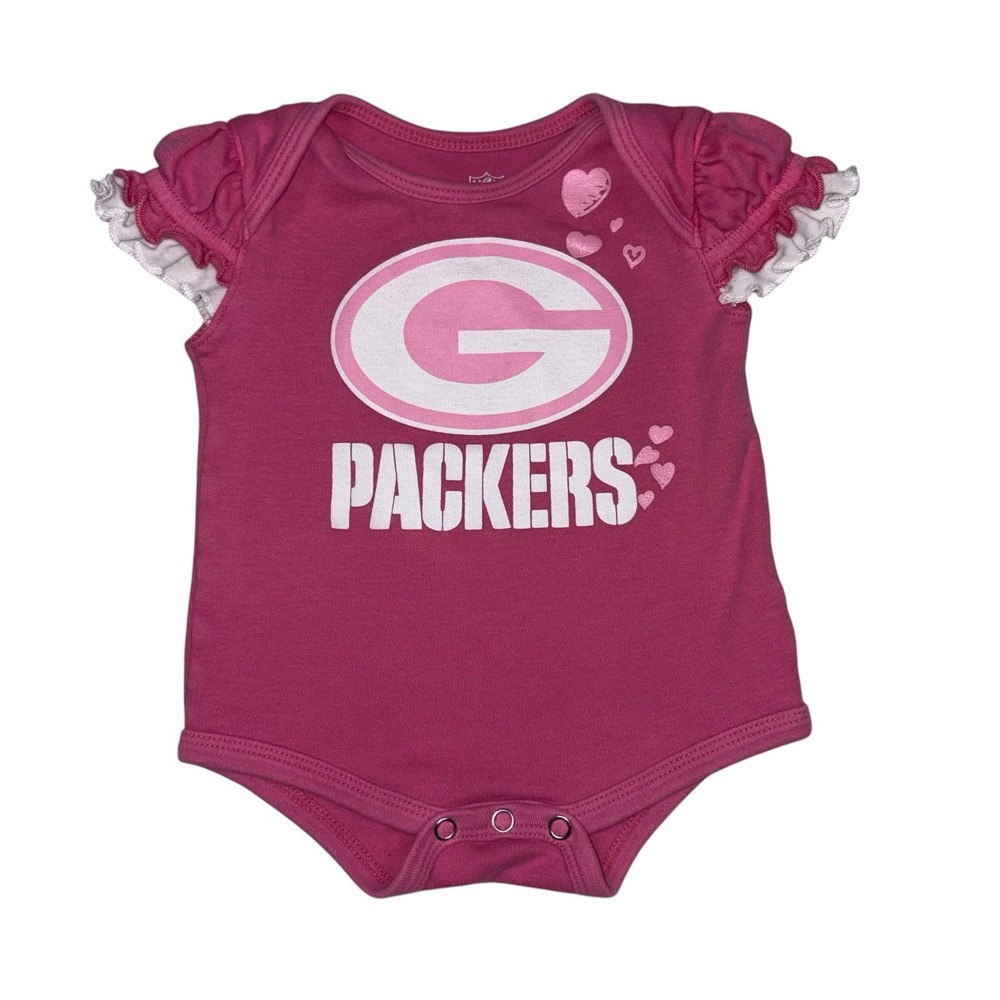 NFL Pink Green Bay Packers Girls One piece 0-3 Months